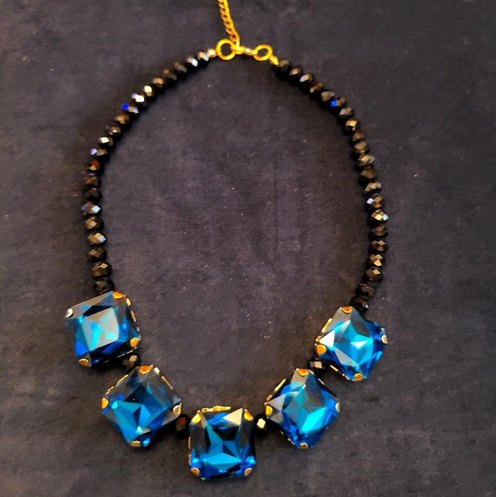 Blue Gem Statement Necklace